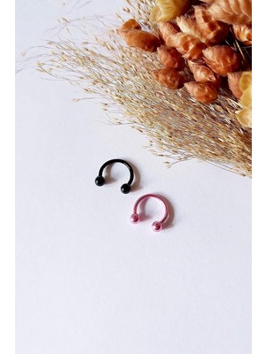 Astraltech Siyah Pembe Iki Toplu Model Renkli Piercing Ikili Set