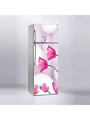 Astraltech Buzdolabı Sticker Kaplama Dolap Kaplama Etiketi 3D Çiçek Kelebek