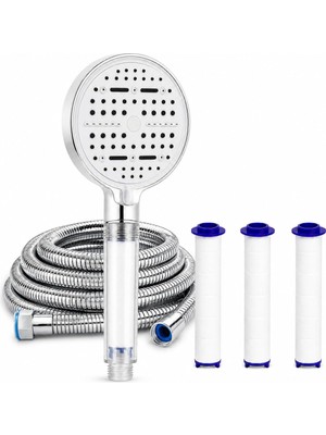Astraltech Sogud Duş Başlığı Seti Beyaz - 150 cm Hortumlu Filtreli Arıtmalı El Duşu - 6 Fonksiyonlu Yüksek Bas