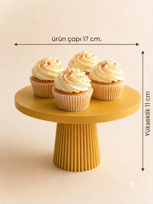 Mazaka Studio Cupcake Ayaklı Stand Çizgili Desen Sarı