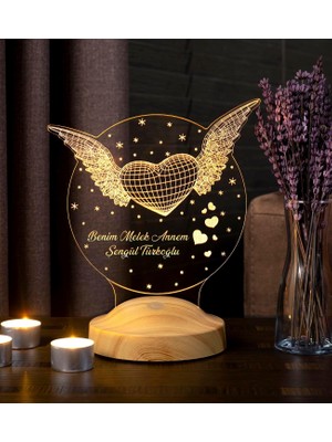 Astraltech Anneye Melek Kanatlı Hediye, Annelere Hediye, Anneler Günü Hediyesi Kişiye Özel LED Lamba