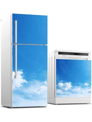 Astraltech Buzdolabı ve Bulaşık Makinası Beyaz Eşya Sticker Kaplama Beyaz Bulutlar