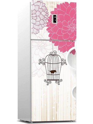 Astraltech Buzdolabı Sticker Kaplama Dolap Kaplama Etiketi Bahar Çiçek Kuş