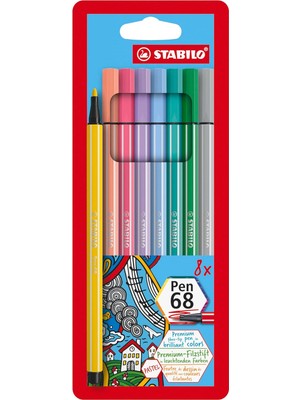 Astraltech Stabilo Pen 68 - Keçe Uçlu Boya Kalemi - 8'li Paket - Pastel Renkler