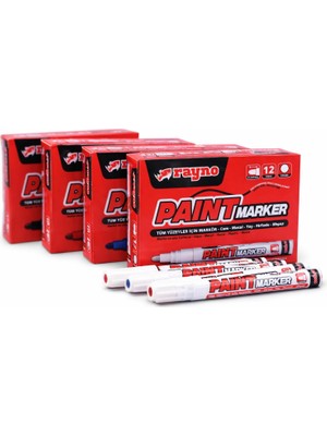 Astraltech Rayno Paint Marker 12’li Set | Tüm Yüzeyler Için Kalıcı Boya Markörü | Metal Cam Plastik Ahşap Taş