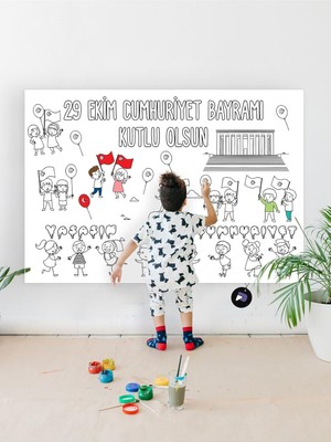 Astraltech Postermanya (PSTER21294) 29 Ekim Cumhuriyet Bayramı Eğitici Dev Boyama Kağıdı, Çocuklar Için Aktivi
