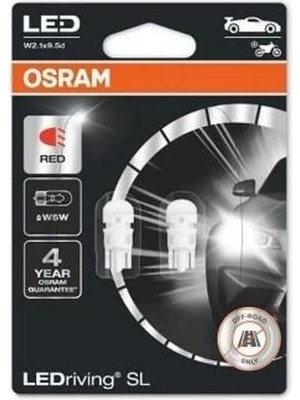 Astraltech Osram Mi̇nyatür Ampul 1W 12V W2.1x9.5d VS2000 2 W5W Kirmizi Ledri̇vi̇ng Osram 2825DRP-02B