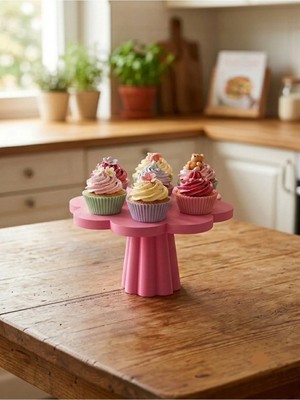 Mazaka Studio Cupcake Ayaklı Stand Çapı 17 cm Yükseklik 11 cm Pembe