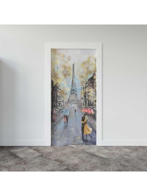 Astraltech Kapı Giydirme Kapı Sticker Folyosu Paris Sarı Yağlıboya