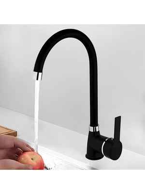 Astraltech Lara Mix Kısa Batarya Siyah Lavabo Banyo Mutfak Musluğu Musluk Mermer Tezgah Üstü Çift Su Giriş Evy