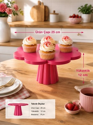 Mazaka Studio Cupcake Ayaklı Pasta Stand Pembe - Çap 25 cm - Yükseklik 12 cm