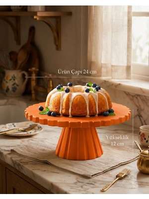 Mazaka Studio Kek Pasta Sunum Standı Cupcake Standı 24 cm Turuncu