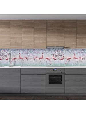 Astraltech Mutfak Tezgah Arası Folyo Fayans Kaplama Folyosu Flamingo 60 x 300