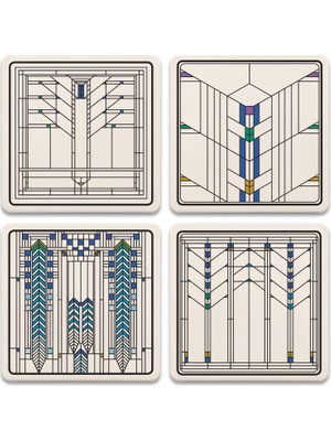 Astraltech Coasterstone Ennis House Pencere Bardak Altlığı Seti, Çok Renkli