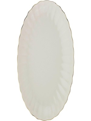 Astraltech Kütahya Porselen Bone Luz Altın File Kayık Tabak 27X19CM Tekli BNLZF28KY20