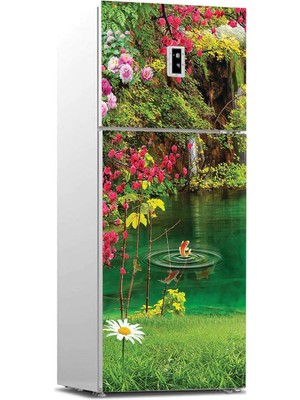 Astraltech Buzdolabı Sticker Kaplama Dolap Kaplama Etiketi Göl Çiçek