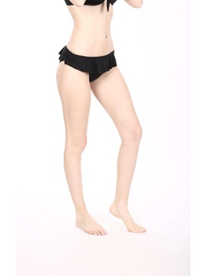 Obje Kadın Siyah Yanı Volanlı Bikini Altı