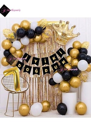 Astraltech Bkmc 7 Yaş Kral Taçlı Balon Zinciri Doğum Günü Seti Iyi Ki Doğdun Doğum Günü BMCNM697