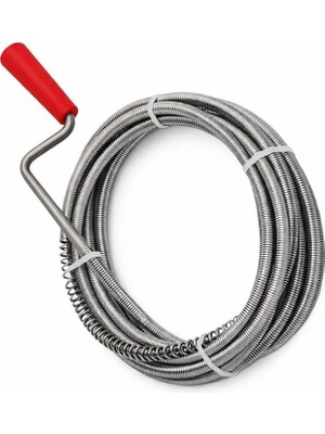 Astraltech 3 Metre Manuel Gider Açma Teli, Lavabo ve Banyo Için Uzun Spiral Gider Açıcı, Paslanmaz Çelik Tıkan