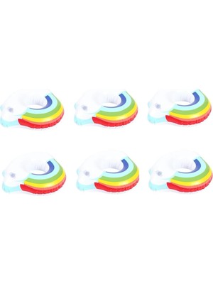 Astraltech Netavantaj Gökkuşağı Desenli Şişme Havuz Deniz Bardak Tutucu Float Bar 6lı Set