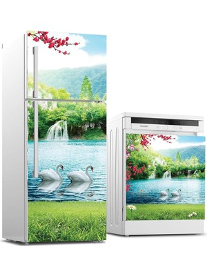 Astraltech Buzdolabı ve Bulaşık Makinası Beyaz Eşya Sticker Kaplama Şelale Kuğu