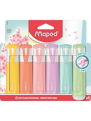 Astraltech Maped Ofis ve Kırtasiye 742558 Fosforlu Kalemler 6'lı, 1-5 Mm, Pastel Renk