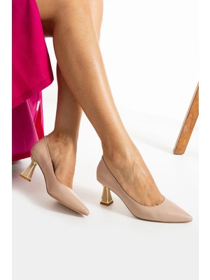 Follini Kadın Hakiki Deri Stiletto Krem