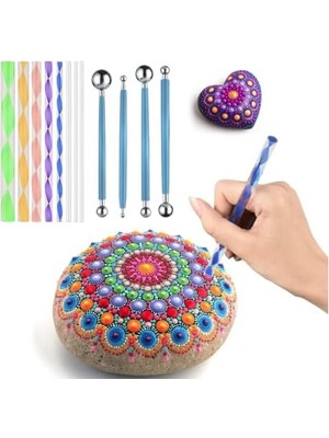 Astraltech Mandalart Fabric Dot Kalemleri, Dot Çubukları 12 Parça, Büyükten Küçüğe Tüm Boyutlar
