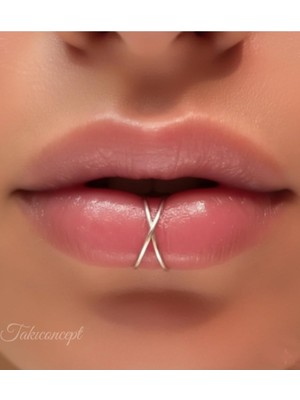 Astraltech Çelik Paslanmaz Deliksiz Dudak Piercing Fake Piercing, Gri