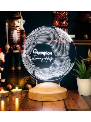 Astraltech Futbol Severler Için 3D LED Lamba - Kişiye Özel Logolu Futbol Topu Gece Lambası - Antrenöre, Oyuncu