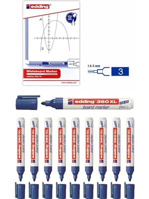 Astraltech Edding 360 Xl Whiteboard Marker, 1.5-3 Mm, Mavi, 10'lu Set