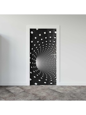 Astraltech Kapı Giydirme Kapı Sticker Folyosu 3D Tünel Kareler