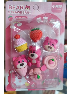 Ada Çanta Kırtasiye 6 Lı Silgi Seti Pembe Ayıcık Figürlü BG45894