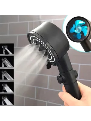 Astraltech Jouis Duş Başliği Turbo Fan 5 Fonksiyonlu Duş Başlığı El Duşu Handshower, Siyah 1.sınıf Kaliteli