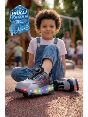 Nstil Unisex Yetişkin Çocuk Spor Ayakkabı Akıllı Bağcıklı Çıkarılabilen Patenli Işıklı Sneaker 003