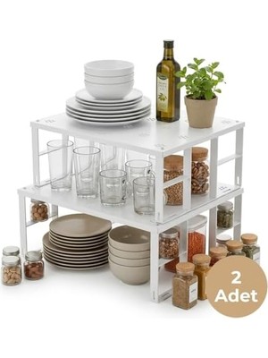 Büyük Boy Metal Dolap Içi Düzenleyici Raf - Mutfak ve Banyo Ekstra Geniş Organizer, Beyaz, 31.5X27.5 Cm, 3 Adet