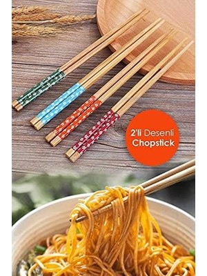 Pratik 2'li Desenli Yıkanabilir Kore Çin Bambu Chopsticks Yemek Çubuğu |desenli Bambu Chopstick