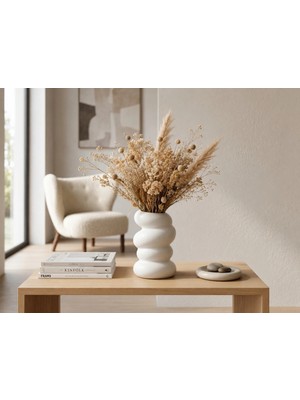 ATB Design Modern Dalgalı Dekoratif Vazo | Minimal Tasarım 3D Baskı Pla+ Vazo | Kuru Çiçek ve Yapay Çiçek Için Şık Ev Dekoru | Tasarım Vazo