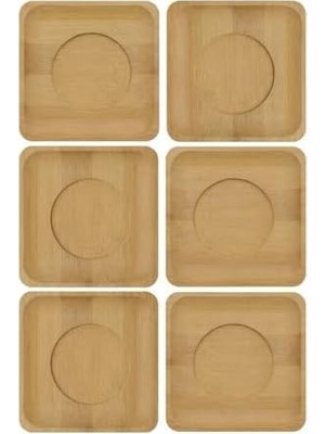 Bambu Çay Tabağı Altlığı, Kare Şekilli, Bej, Elde Yıkama Önerilen, Bulaşık Makinesi Uygun Değil, 10 x 10 Cm, 6 Parça