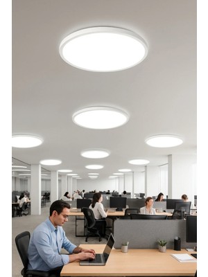 Enfe Naturals Enfe-Tavana Sıfır Avize Yuvarlak Beyaz Işık Panel Smd Led’li 24W Beyaz Kasa Sıva Üstü Panel Armatür Beyaz