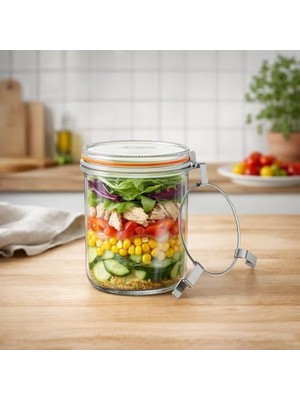 3 Klipsli Cam Kavanoz 425 ml (4 Adet)