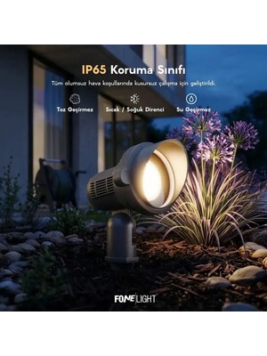 FoneLight Alutera Kazıklı LED Bahçe Spot Aydınlatma Armatürü Antrasit Alüminyum IP65 Çim Aydınlatması Peyzaj Ağaç Çit Aydınlatma 7W 3000K 33 cm
