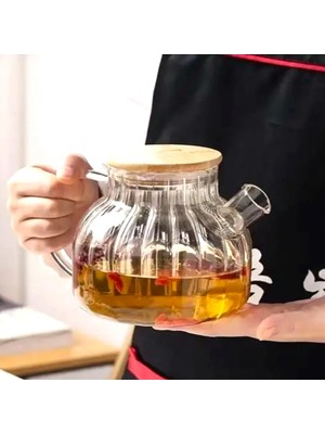 Borosilikat Cam Çaydanlık, 1000 Ml, Isıya Dayanıklı, Modern Tasarım, Şeffaf