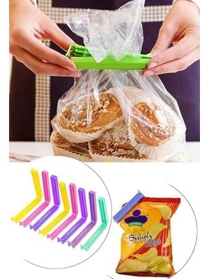 12'li Çok Renkli Pratik Poşet Klipsi, Paket, Ambalaj, Torba, Çanta Kapatıcı Plastik Kilidi, Mandalı (12'li Karışık)