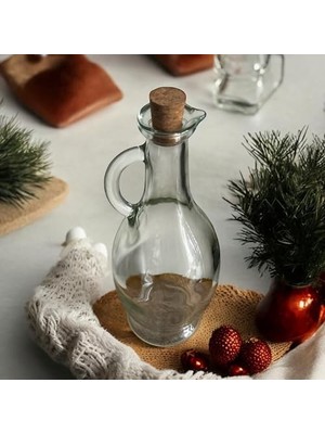 500 ml Cam Yağdanlık & Sirkelik – Şık Tasarım, Kolay Tutma Sapı ve Mantar Kapak, Yağ ve Sirke Sunumu Için Mükemmel