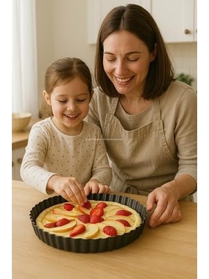 28 cm Yuvarlak Meyve Turtası Kalıbı – Siyah Metalik Yapışmaz Kaplamalı Turta ve Kiş Kalıbı – Eşit Isı Dağılımlı – Kolay Temizlenebilir – Fırın Güvenli