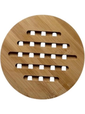 Doğal Bambu Yuvarlak Çizgili Nihale, Mutfak Için Şık Isı Altlığı, 17 Cm, Nemli Bezle Silinebilir
