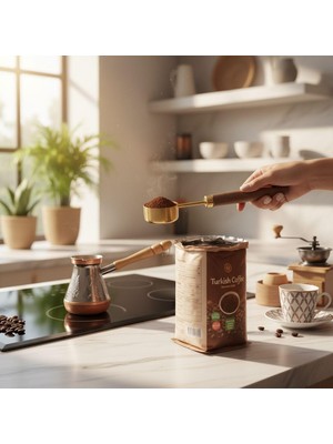 Gold Paslanmaz Çelik ve Akasya Ahşap Saplı Premium Kahve Ölçü Kaşığı - 15ML (1 Yemek Kaşığı) Hassas Barista Ölçeği - Uzun Saplı Şık Tasarım