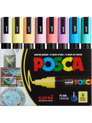 Astraltech Uni̇ Poster Markörü Posca Set Pc-5m/8c Soft Renk 8 Li̇