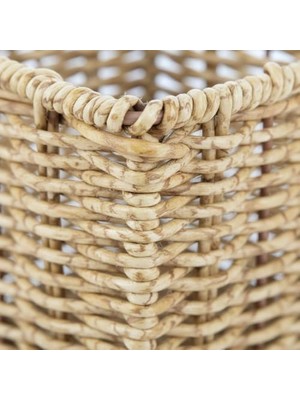 El Örgüsü Rattan Mutfak Kaşıklık ve Düzenleyici - Hasır Dokulu Tezgah Üstü Çatal Bıçak Standı - Bohem Dekoratif Organizer (Dikdörtgen)
